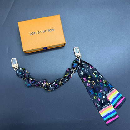 Colorful Silk Scarf Chain Bag Strap