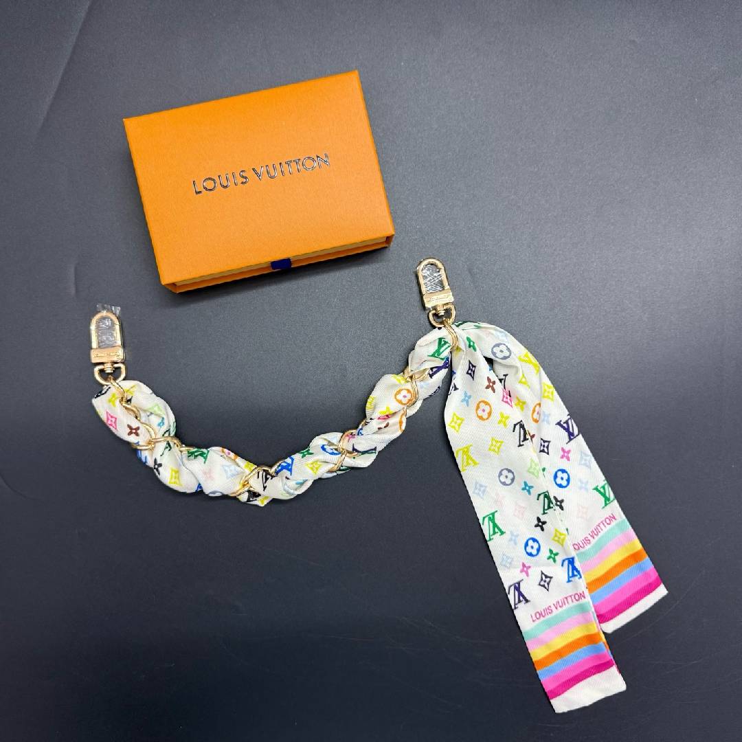 Colorful Silk Scarf Chain Bag Strap