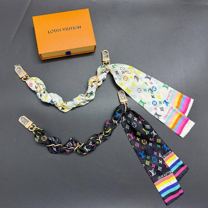 Colorful Silk Scarf Chain Bag Strap