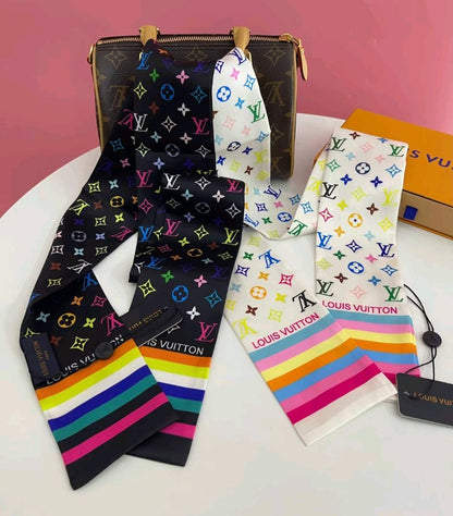 Colorful Silk Scarf Chain Bag Strap