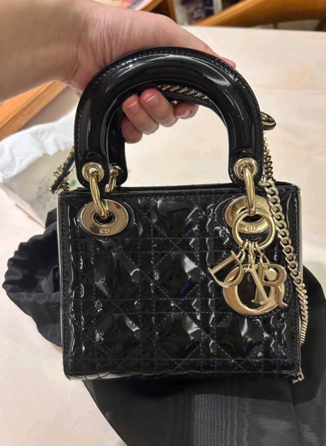 Light Luxury Patent Leather Dior‑Style Women's Bag
