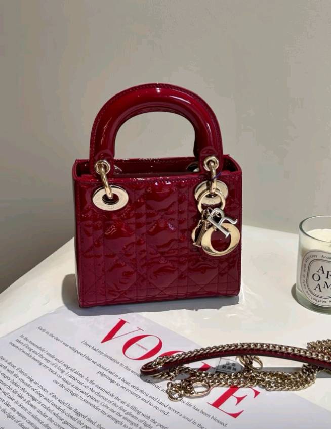 Light Luxury Patent Leather Dior‑Style Women's Bag
