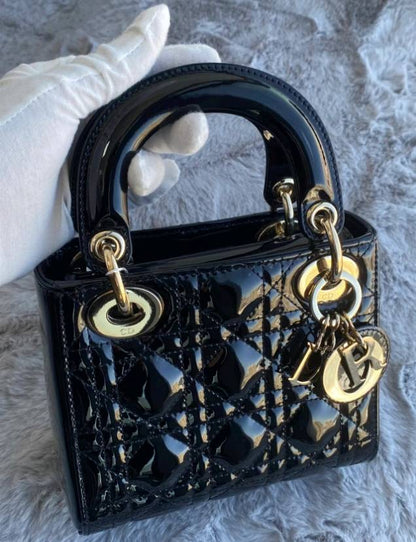 Light Luxury Patent Leather Dior‑Style Women's Bag
