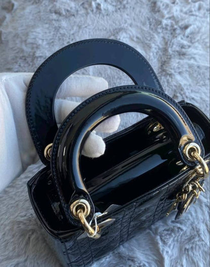 Light Luxury Patent Leather Dior‑Style Women's Bag