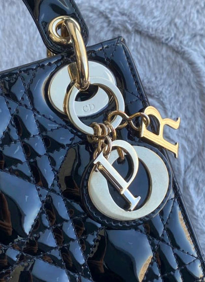 Light Luxury Patent Leather Dior‑Style Women's Bag