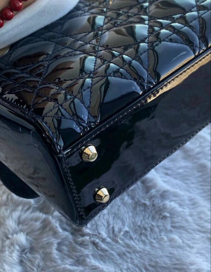 Light Luxury Patent Leather Dior‑Style Women's Bag