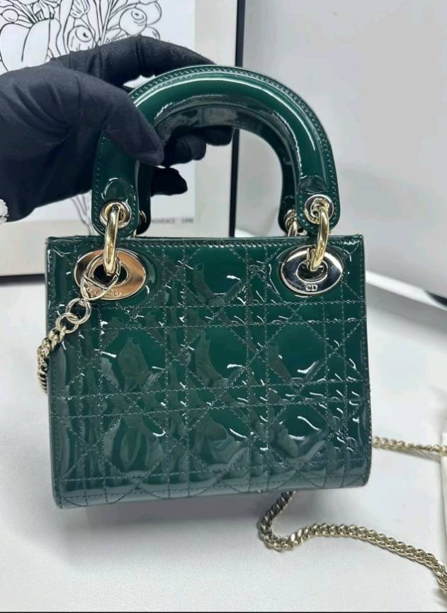 Light Luxury Patent Leather Dior‑Style Women's Bag