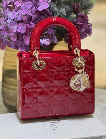 Light Luxury Patent Leather Dior‑Style Women's Bag