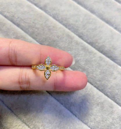 Quiet Luxury Crystal Double Band Gold Ring