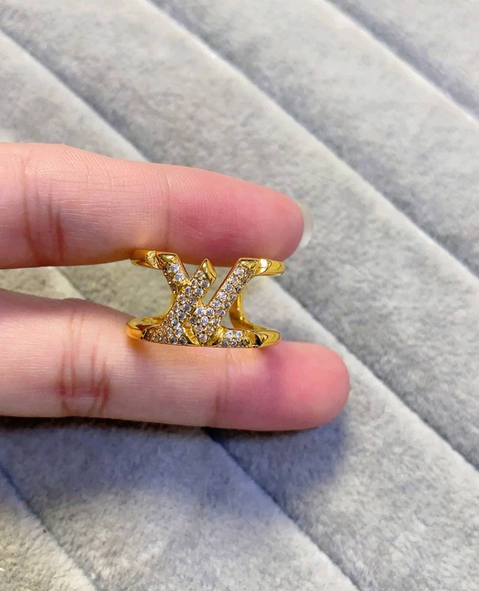 Quiet Luxury Crystal Double Band Gold Ring