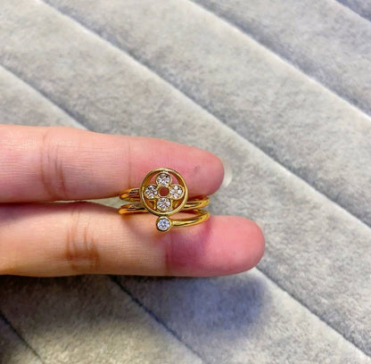 Quiet Luxury Crystal Double Band Gold Ring