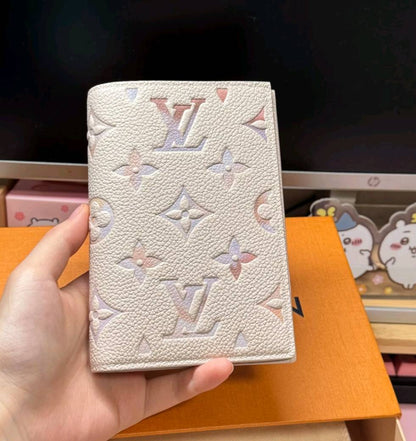 Pastel Gradient Embossed Leather Passport Holder