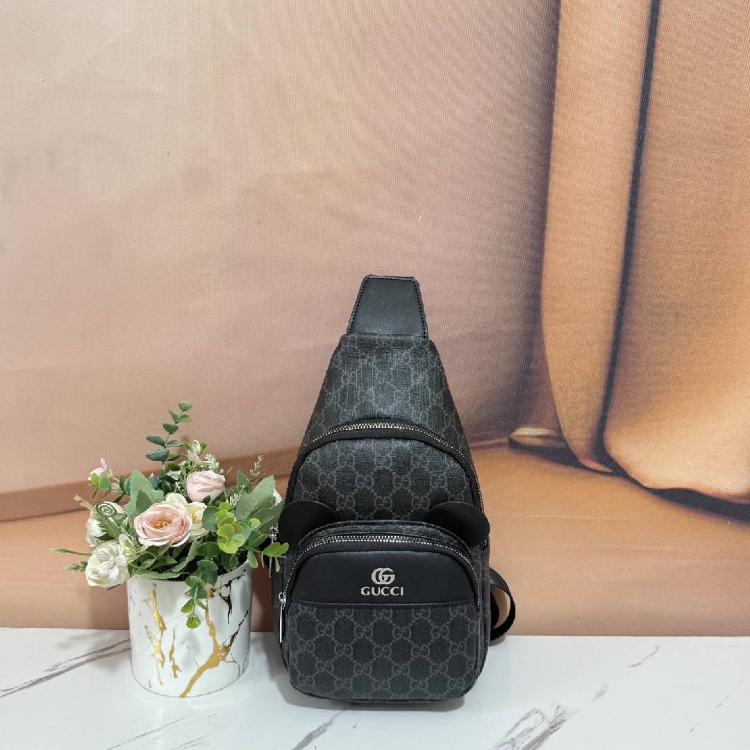 Cute Ear Detail Multi-Zipper Sling Chest Bag