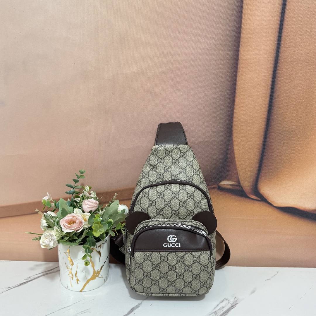Cute Ear Detail Multi-Zipper Sling Chest Bag