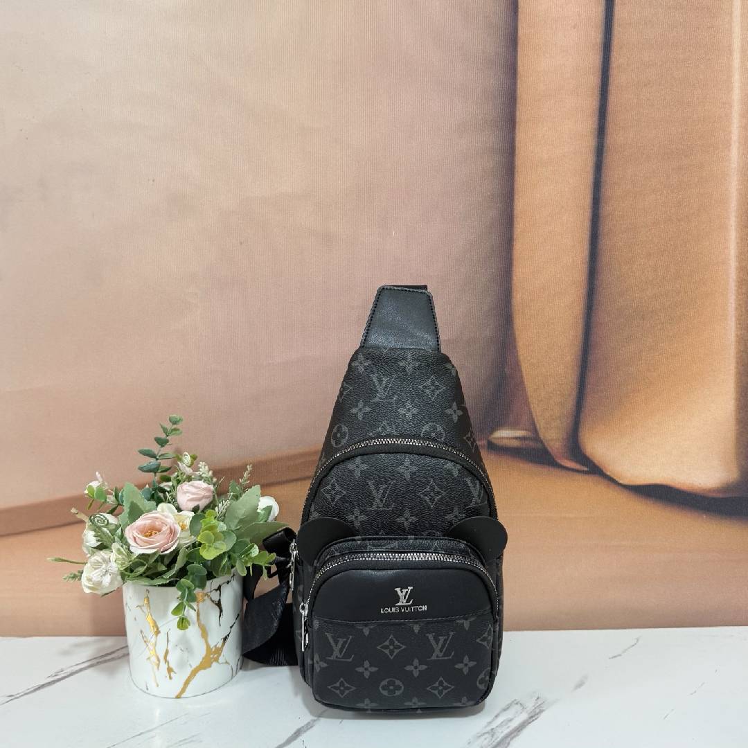 Cute Ear Detail Multi-Zipper Sling Chest Bag