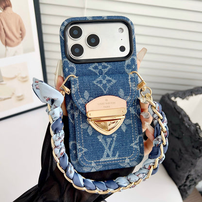 Luxe crossbody iPhone-hoesje met kaartvak en afneembare riem