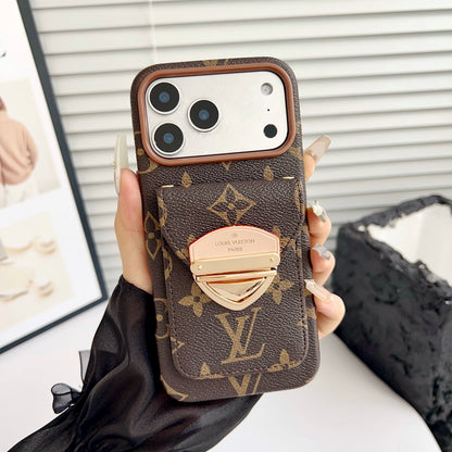 Luxe crossbody iPhone-hoesje met kaartvak en afneembare riem