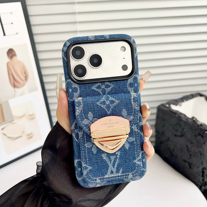 Luxe crossbody iPhone-hoesje met kaartvak en afneembare riem