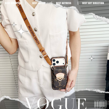 Luxe crossbody iPhone-hoesje met kaartvak en afneembare riem