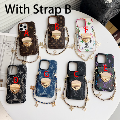 Luxe crossbody iPhone-hoesje met kaartvak en afneembare riem