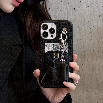 Кожаный чехол с подвеской для iPhone с держателем для карт H