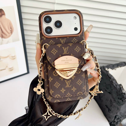 Luxe crossbody iPhone-hoesje met kaartvak en afneembare riem