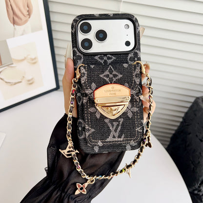 Luxe crossbody iPhone-hoesje met kaartvak en afneembare riem