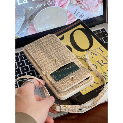 Luxe geweven kaarttas Crossbody iPhone-hoesje