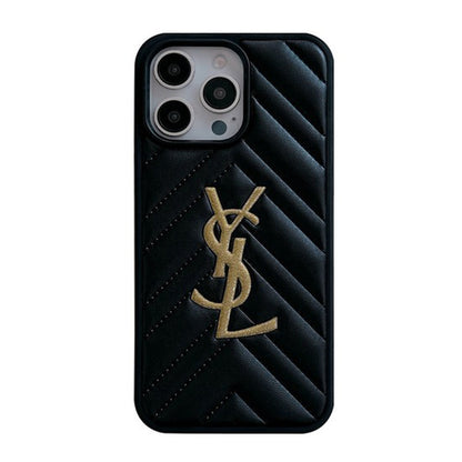 Funda de iPhone de cuero blanco y negro Saint