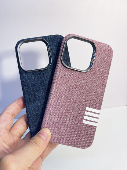 Premium vintage linen fabric magnetic phone case for iPhone
