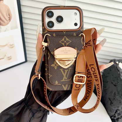 Luxe crossbody iPhone-hoesje met kaartvak en afneembare riem