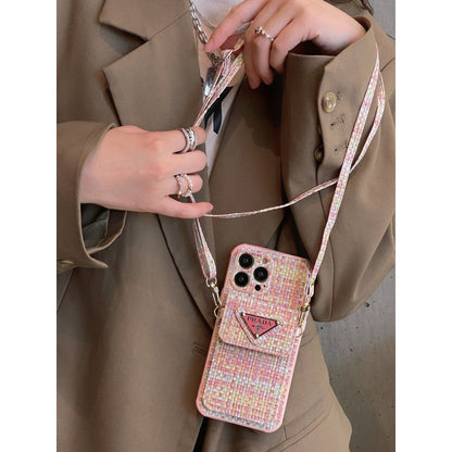 Luxe geweven kaarttas Crossbody iPhone-hoesje