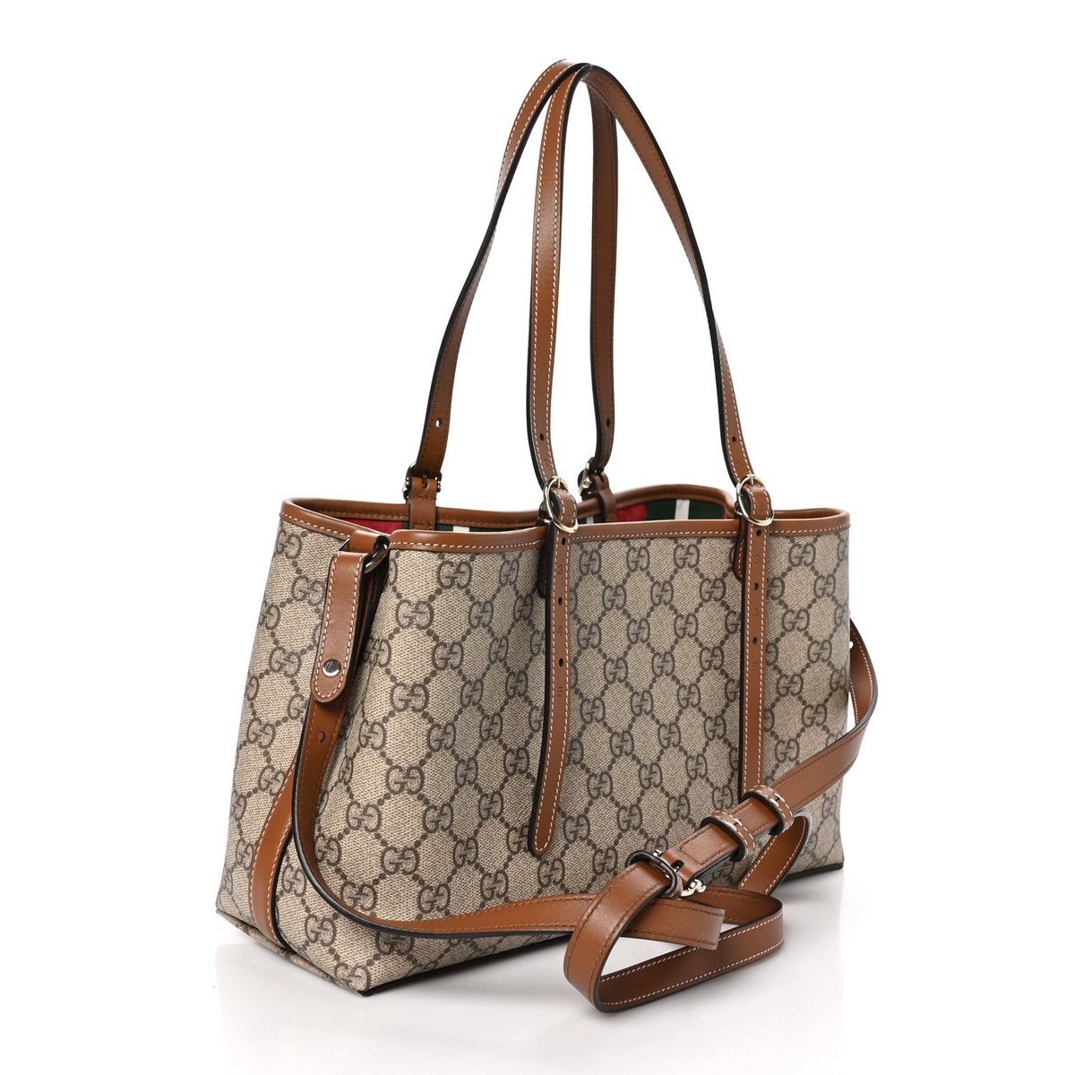 Bolso tote largo clásico con emblema de monograma Beige