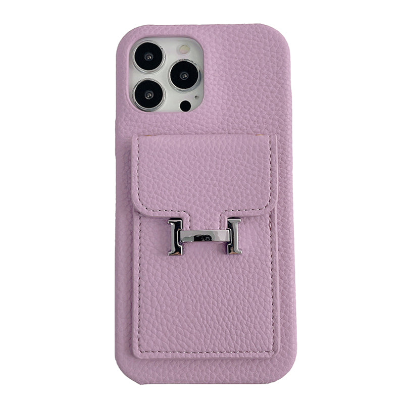 Skórzane etui na iPhone'a z uchwytem na kartę H