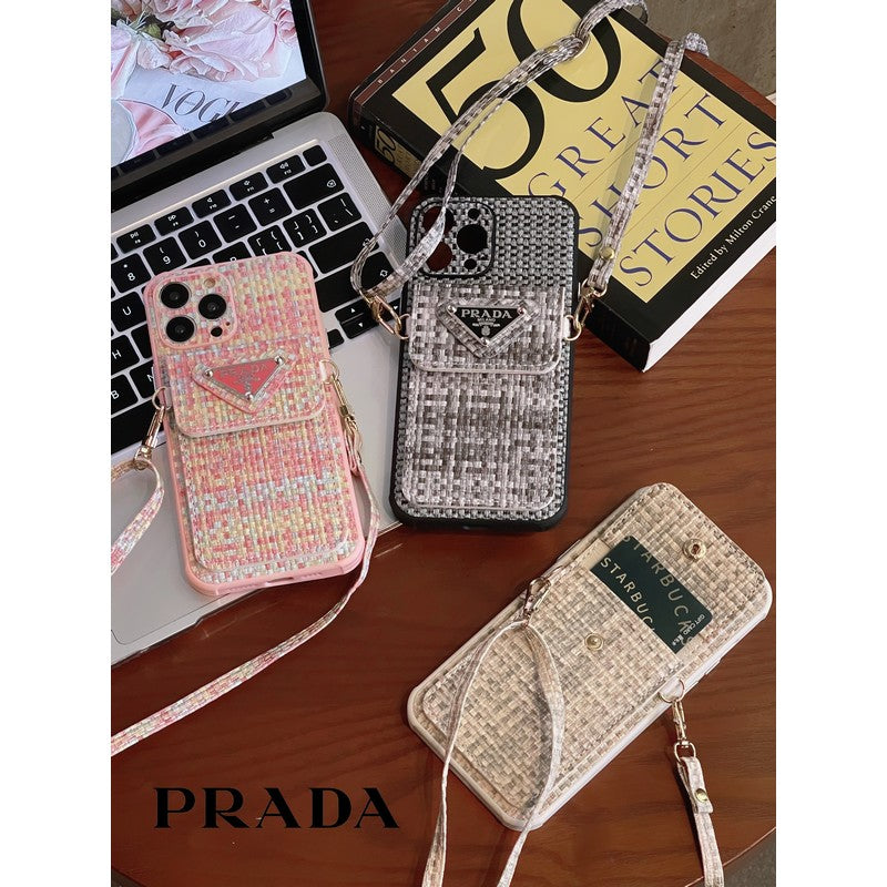 Luxe geweven kaarttas Crossbody iPhone-hoesje