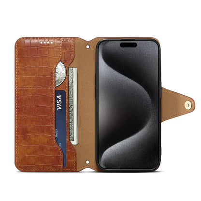 Alligator Print iPhone Case With Wallet And Strap
