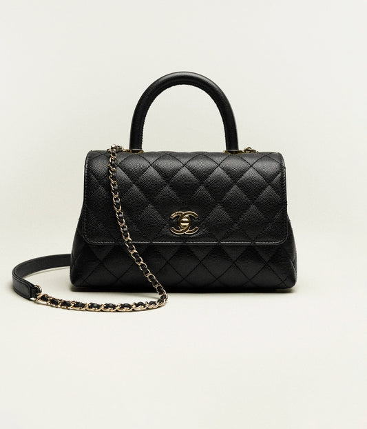 Caviar C Handle Luxury Flap Bag