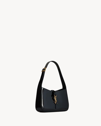 Saint Laurent Le 5 à 7 Patent Leather Hobo – Burgundy Elegance