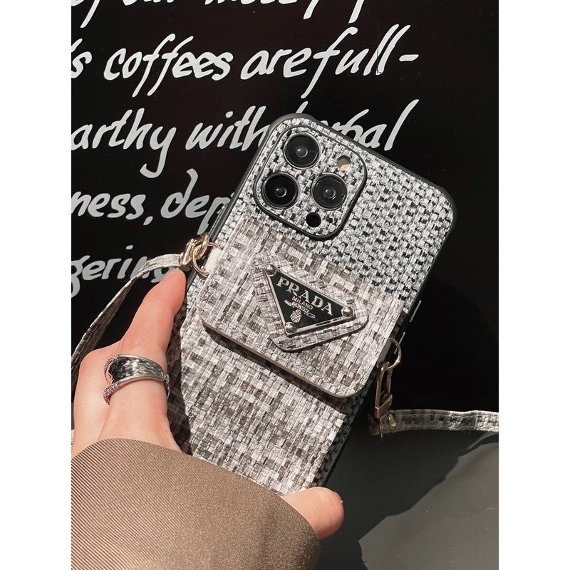 Luxe geweven kaarttas Crossbody iPhone-hoesje