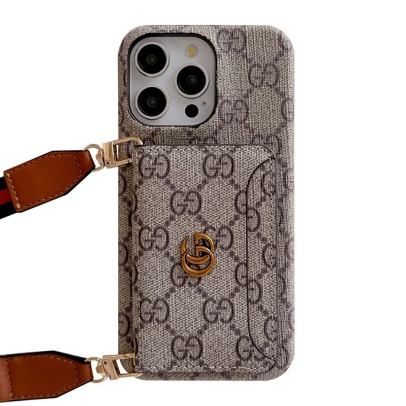 Funda de iPhone clásica con bolso cruzado para tarjetas premium