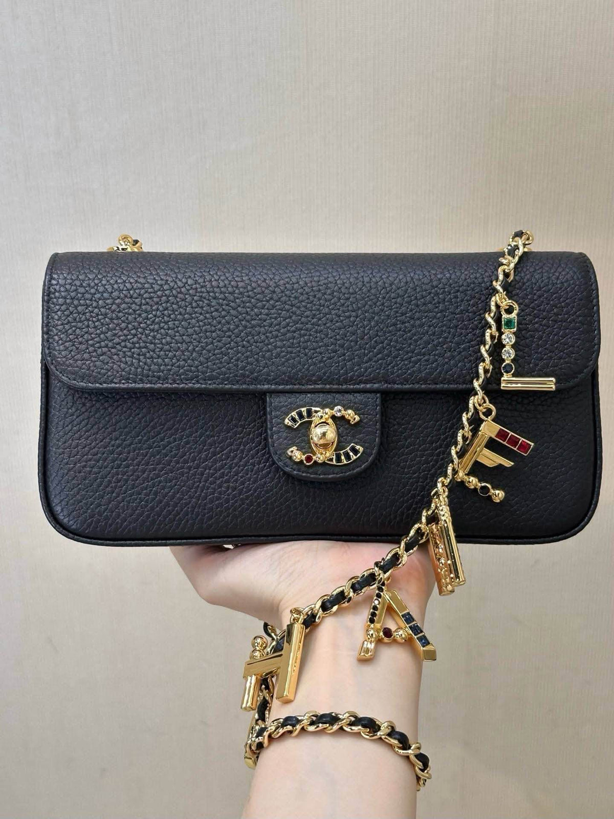 26A Atelier Series Letter‑Charm Chain Baguette Bag