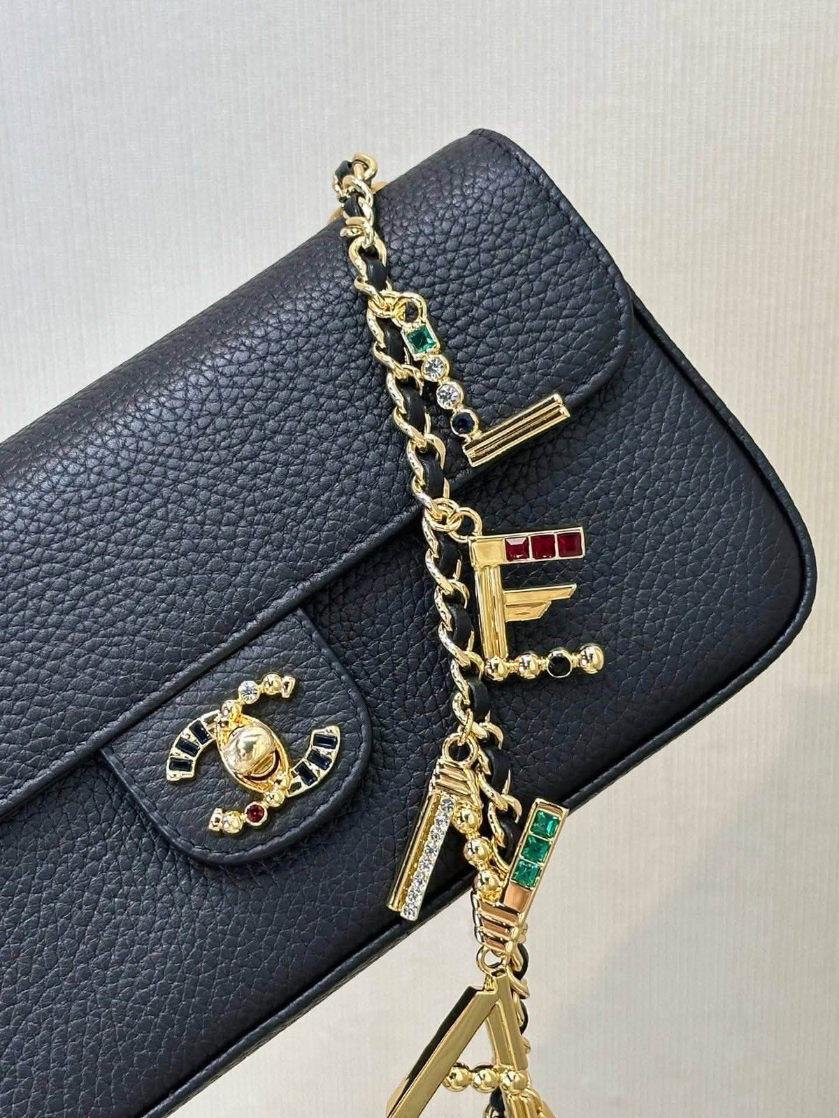 26A Atelier Series Letter‑Charm Chain Baguette Bag
