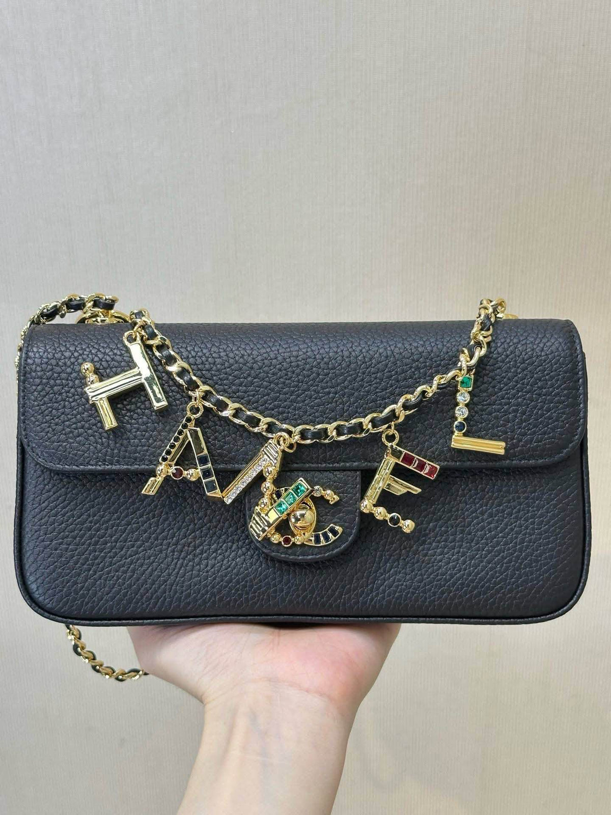 26A Atelier Series Letter‑Charm Chain Baguette Bag
