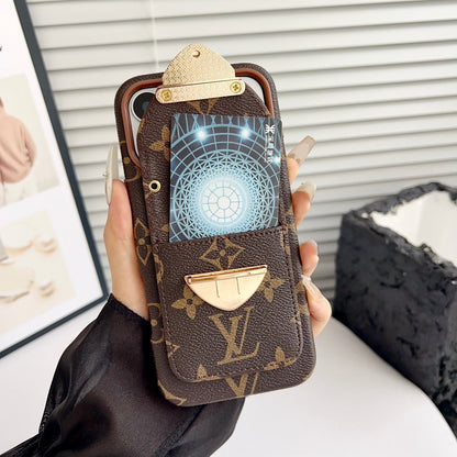 Luxe crossbody iPhone-hoesje met kaartvak en afneembare riem