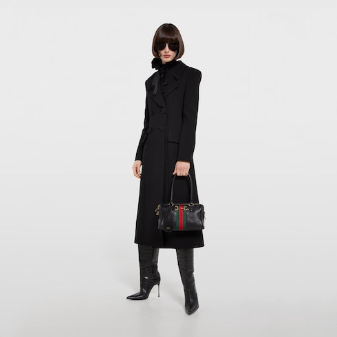 Δερμάτινη τσάντα Jacquard Mini Boston με μεταλλικό στολίδι
