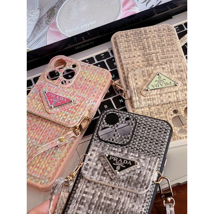Luxe geweven kaarttas Crossbody iPhone-hoesje