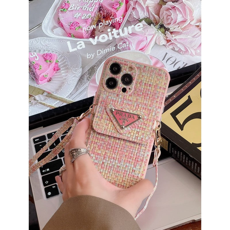 Luxe geweven kaarttas Crossbody iPhone-hoesje