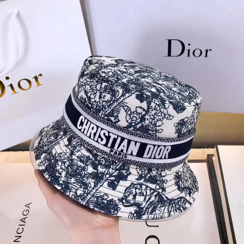 Klasyczny kapelusz typu Bucket Toile de Jouy w stylu vintage | Luksusowy kapelusz projektanta