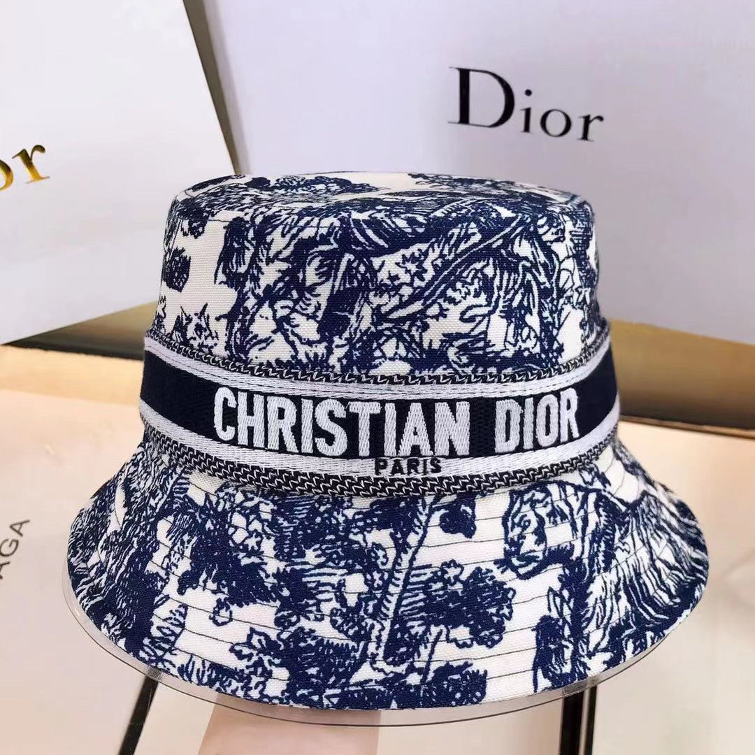 Klasyczny kapelusz typu Bucket Toile de Jouy w stylu vintage | Luksusowy kapelusz projektanta