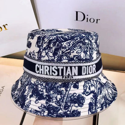 Klasyczny kapelusz typu Bucket Toile de Jouy w stylu vintage | Luksusowy kapelusz projektanta